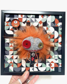 Tableau textile monstre punkette tête de mort