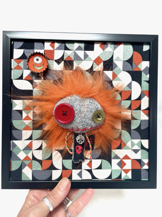 Tableau textile monstre punkette tête de mort