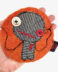 Patch monstre coeur brodé orange