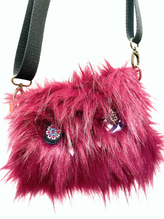 Sac monstre en moumoute bordeaux – Image 7