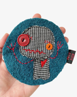 Patch monstre coeur brodé bleu