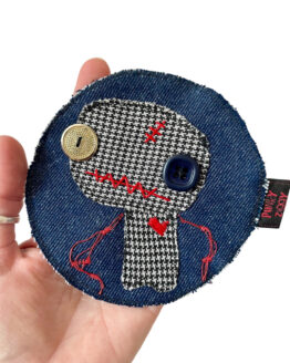 Patch monstre coeur brodé jean