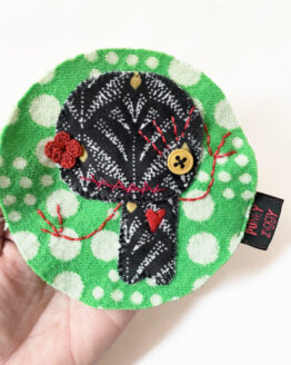 Patch monstre coeur brodé vert